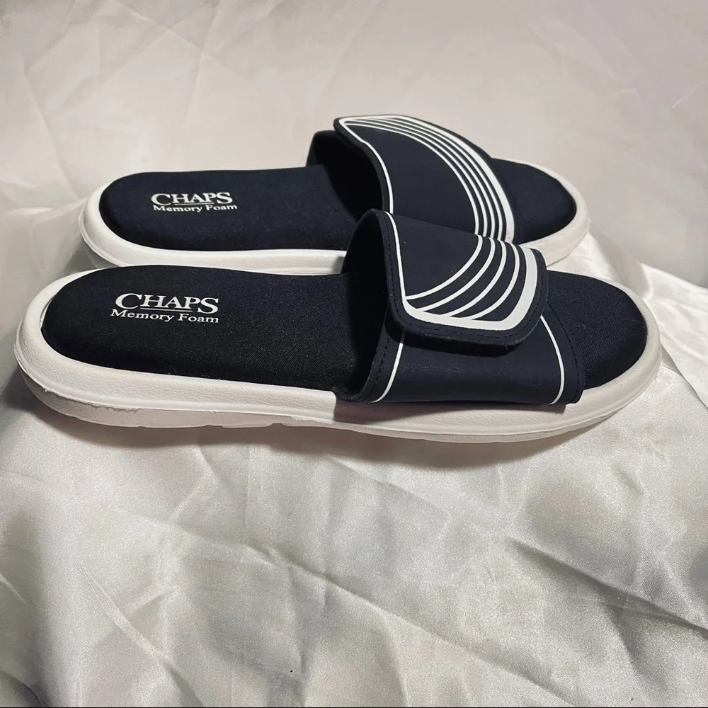 Chaps Black and White Men's Slide Sandals